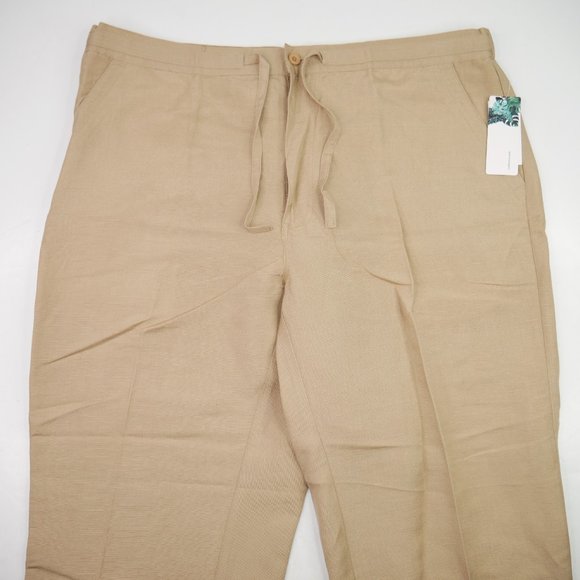 Cubavera Linen-Blend Beach Wide Leg Mens Pants - Picture 3 of 7